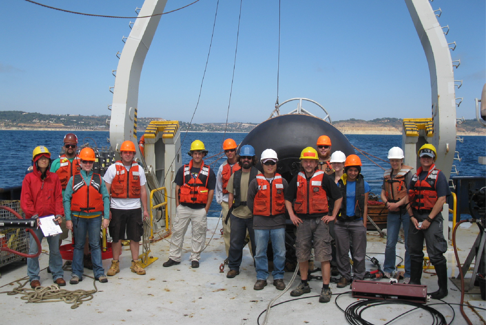 Scientists and engineers at SIO guide graduate students in mooring operations and sensor setup and calibration, as part of an observational oceanography class, 2011